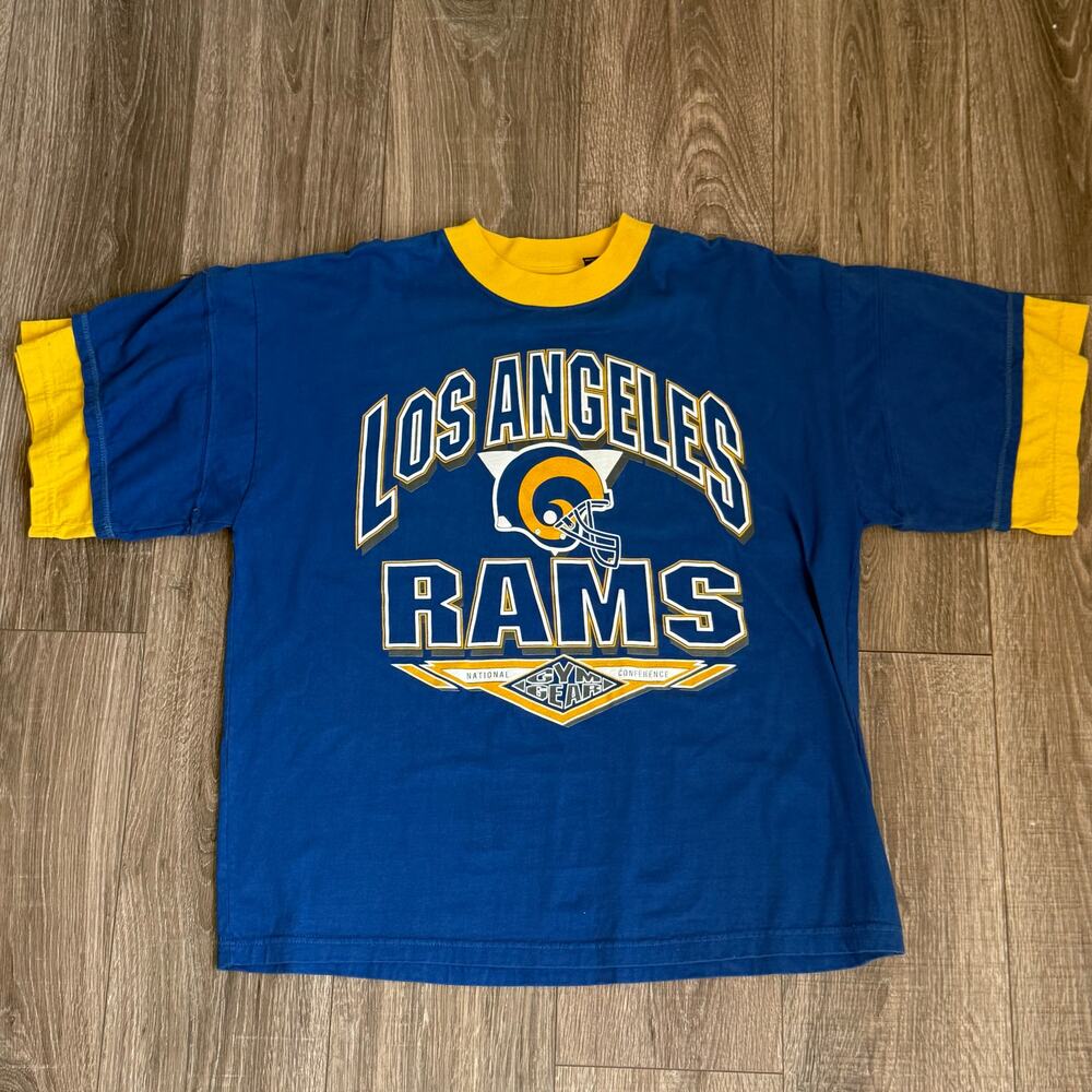 Vintage Los Angeles RAMS NFL Gym Gear blue shirt iron knights athletics size L